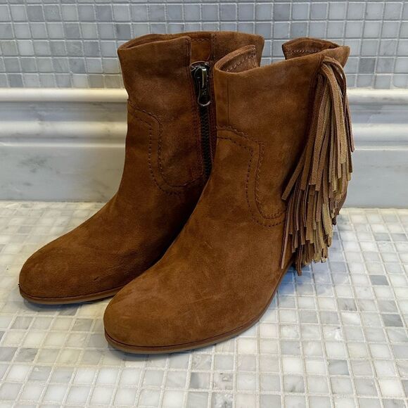 Sam Edelman Louie Brown Suede Fringe Boots Excellent condition - Picture 1 of 12